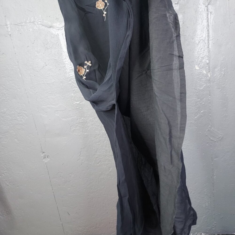 Vintage Maxi Dress Lrg Variations Sheath Embroidery Flower Sheer Lined  Y2K 90's - Picture 6 of 14